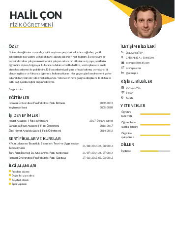 Fizik Öğretmeni CV Örnekleri cv indir